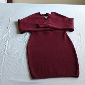 cutifox Maroon sweaters dress with batwing sleeves